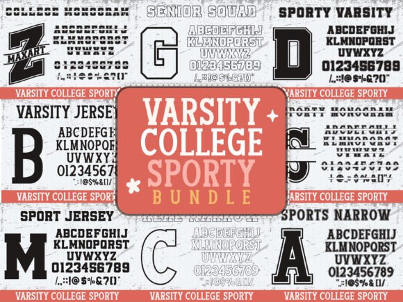 Varsity College Sporty Bundle: A Bold Font for Energetic Brand Identities
